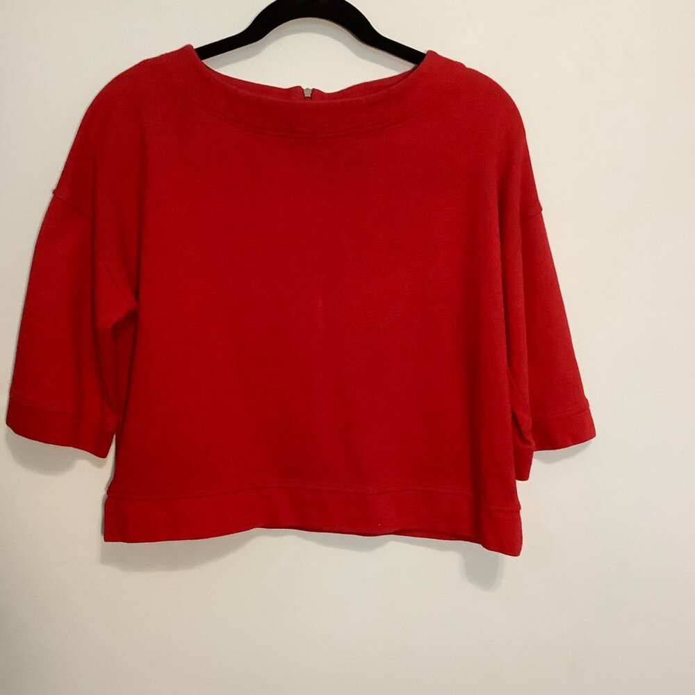 Vineyard Vines Women’s Top Red Cropped Boxy Popover Zipper Back Size XS